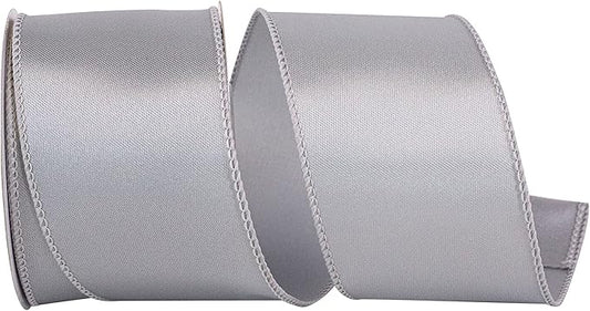Reliant Ribbon 92575W-070-40F Satin Value Wired Edge Ribbon, 2-1/2 Inch X 10 Yards, Silver