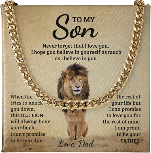 FG Family Gift Mall To My Son From Mom, Son Gifts From Mom and Dad, Mother and Son Necklace, Birthday Gift For My Son Graduation Christmas Cuban Link Chain Necklace Present