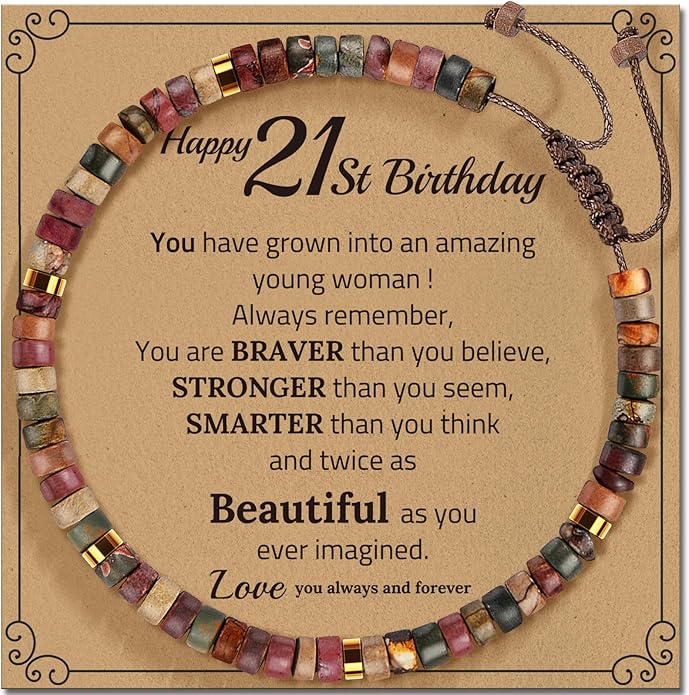 30th 40th 50th 60th 70th 80th Birthday Gifts for Women, Natural Stone Bracelet Birthday Gifts for Mom Daughter Grandma Sister Friends Coworker