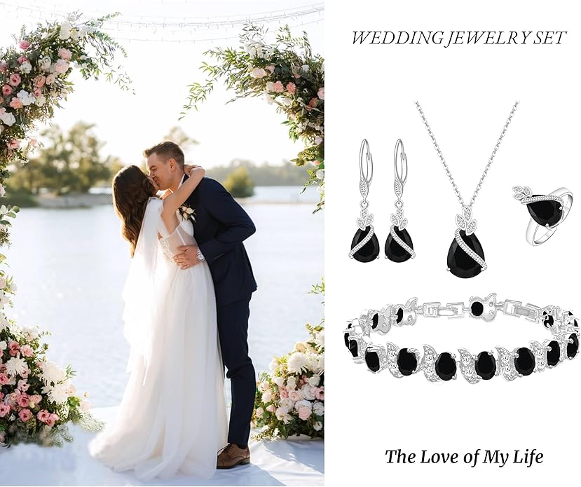 ZCGJWE Wedding Jewelry Set for Women Gem Necklace Earrings Bracelet Luxury Jewelry Set Birthday Valentine's Day Mother's Day Christmas Prom Jewelry Gift