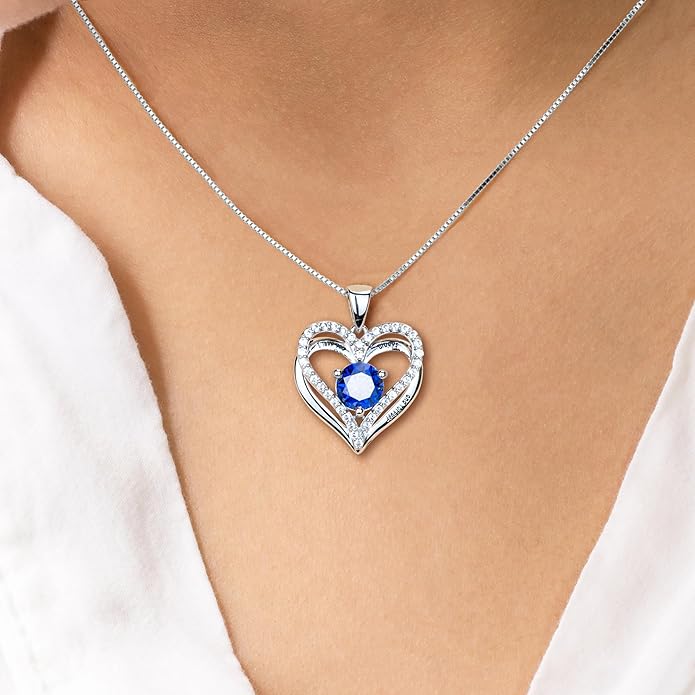 Kuschelkatze Entwined Souls Necklace - Sterling Silver Double Heart Pendant | Engraved 'I Love You Always and Forever' | Gift for Couples, Anniversary, Wedding