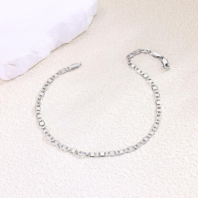 Gacimy 3.5mm Mariner Anklets for Women, 18K Gold Plated/Silver Tone Women’s Anklet, 9/10/11 Inches