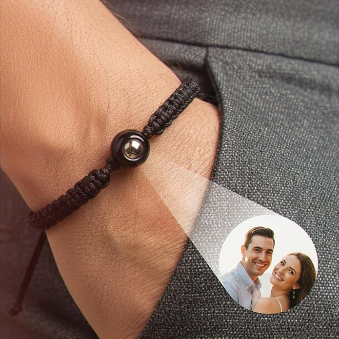 Lark & Loop Custom Bracelet with Picture Inside - Mens Bracelet - Customized Personalized Gifts for Men - Birthday Gifts for Boyfriend, Husband - Anniversary Presents for Him - In Memory of Loved One