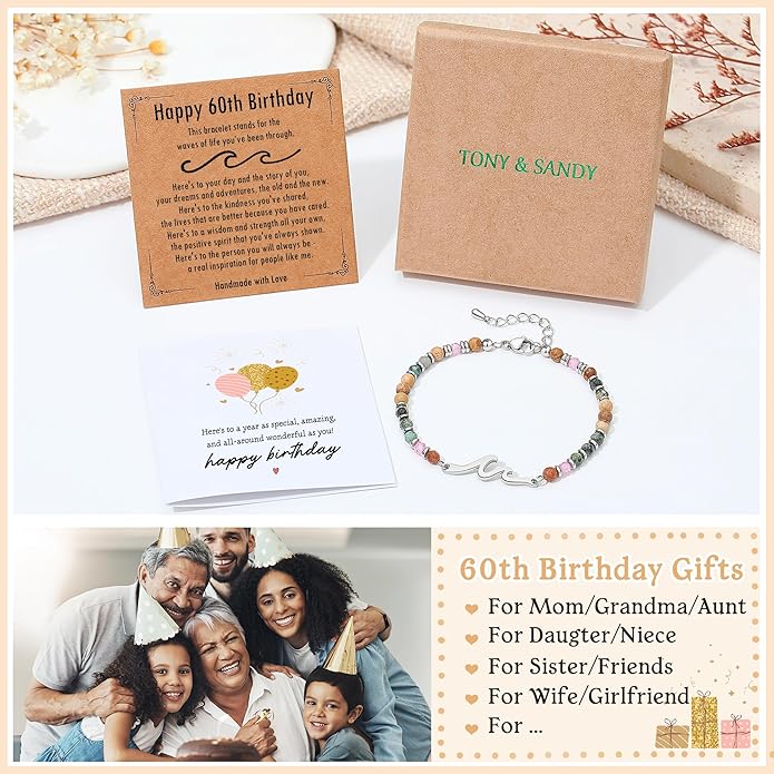 TONY & SANDY Friend Gifts for Women, Stocking Stuffers for Women, Sister Gifts from Sister, Wave Bracelet, Birthday Gifts for Woman, Bestie Friendship Bracelets, Unique Gifts for Her