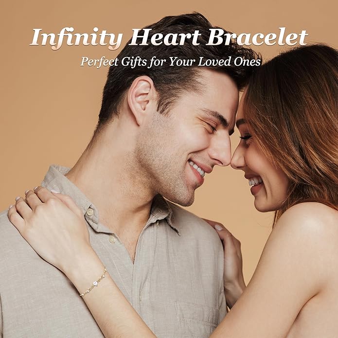 G&GEMSJEW Infinity Heart Birthstone Bracelets for Women, 925 Sterling Silver Women Charm Link Bracelet Adjustable, Birthday Anniversary Christmas Jewelry Gifts for Women Wife Mom Girlfriend Her