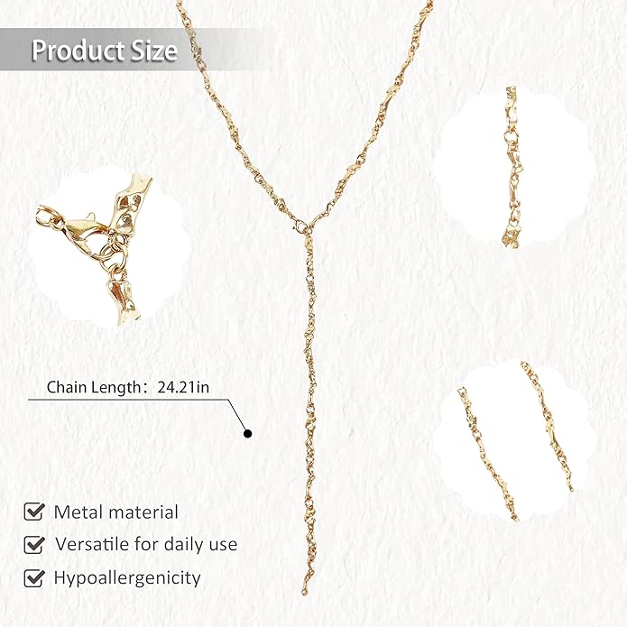 Irregular Y2k Long Y-shaped Necklace with Zircon Inlaid Sparkling Brick Tassel Pendant Double-Layer Chain High-end Fashion Accessory Women's