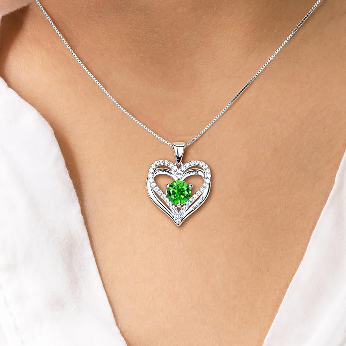 Kuschelkatze Entwined Souls Necklace - Sterling Silver Double Heart Pendant | Engraved 'I Love You Always and Forever' | Gift for Couples, Anniversary, Wedding