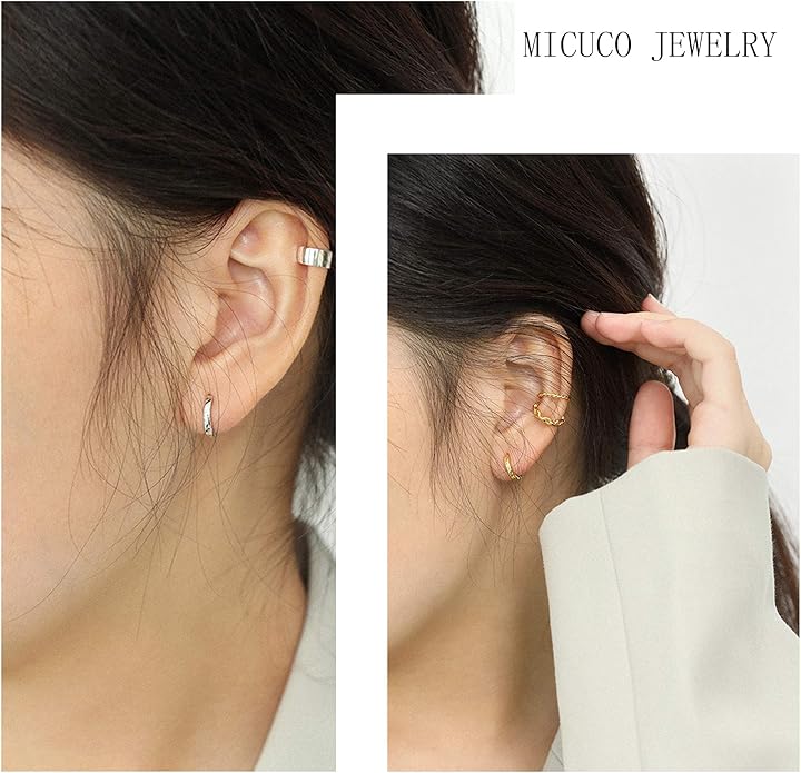 micuco 3 Pairs Small Hoop Earrings Set for Women, 14K Gold Plated Huggie Hoop Earrings for Men, Tiny Cartilage Hypoallergenic Earring Set