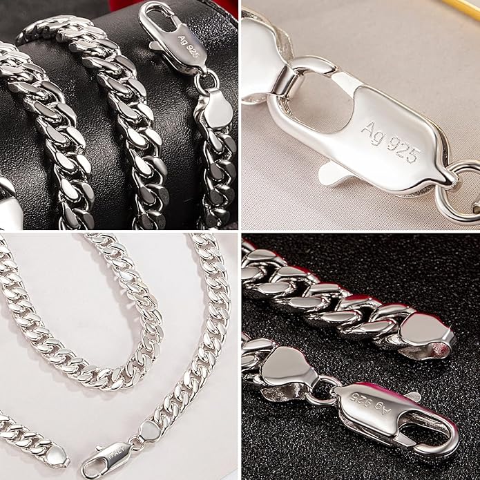Dankadi Fashion 925 Sterling Silver Solid Miami Cuban Link Chain Necklace 8MM & 12MM- Curb Cuban Thick Big Link Choker For Men 20 "22" 24 "26" 28" Fine Jewelry