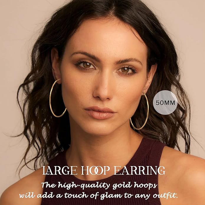 2MM Thin Gold Hoop Earrings Sterling Silver Post Hoop Earrings For Women Diamond-Cut Gold Hoops Earrings 14K Gold Plated Hoops Earrings Lightweight Hypoallergenic Oversize Gold Earrings For Women