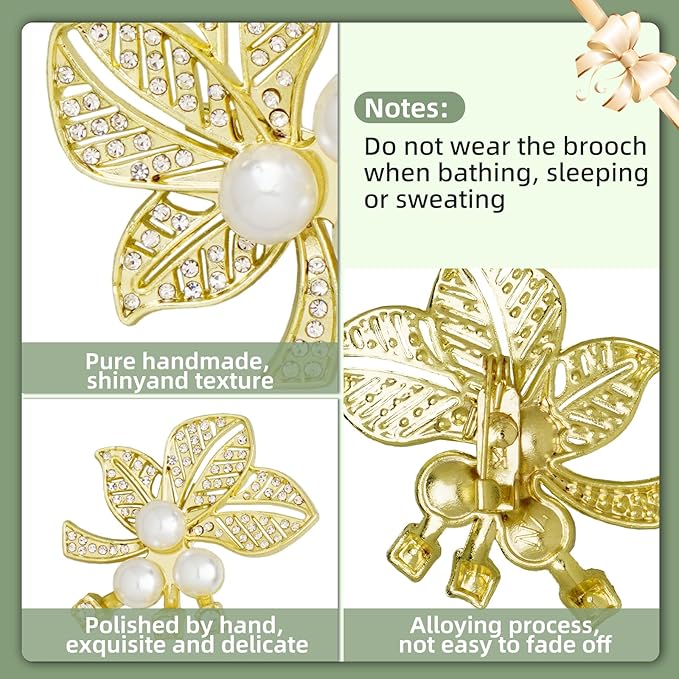 11 - PCS Women's Elegant Retro Brooch: Gold and Silver Bow Pearl Rhinestone Brooch for Girlfriend Wife Gift Birthday Thanksgiving Mother's Day for Dress Jacket Backpack and Hat