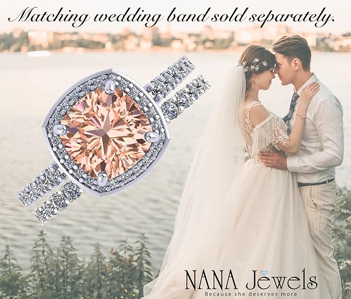 NANA Jewels Sterling Silver Engagement Rings for Women - Choose Simulated Morganite, Citrine, Aquamarine & More