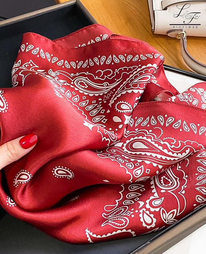 Hioyiwse Satin Bandanas Head Scarf For Women Hair Scarves Accessories Lightweight Fashion Wrap Neck Silk Sleeping Headscarf