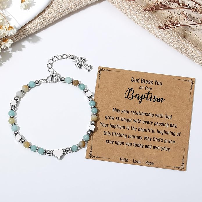 TONY & SANDY Christian Gifts for Women, Religious Cross Bracelet Jewelry, Easter Basket Stuffers for Teens Kids Adults, Faith Confirmation Baptism Christmas Birthday Gifts for Women