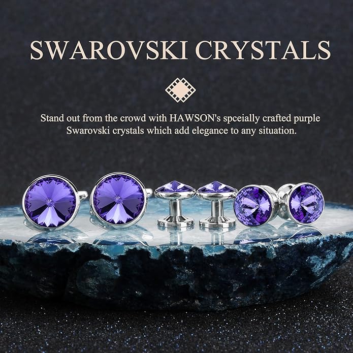 HAWSON Cufflinks for Men with 4/6 pcs Shirt Studs Set, Gift Box Packed, Mens Jewelry or Accessories for Wedding, Party, Anniversary, Birthday