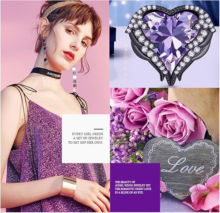 Brooches for Women Purple Heart Crystal - Austrian Rhinestone Scarf Brooch Pin Jewelry - Ladies Wedding Bouquet Broach for Birthday, Christmas, Anniversary