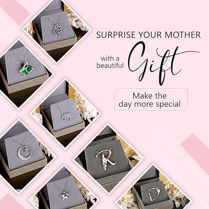 Gift Butterfly Birthstone Crystal Necklace, Silver Tone with 18”+2” Chain, Necklace for Mother’s Day Anniversary Birthday Gifts for Women and Daughter