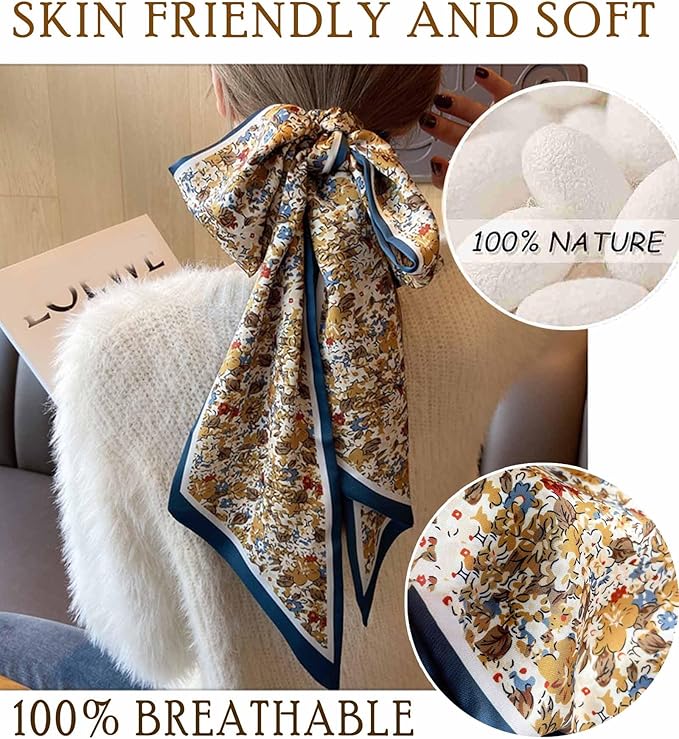 Dailyacc Hair Scarf for Women Fashion Silky Satin Headscarf Wrap Breathable Lightweight Neck Scarves For Handbag