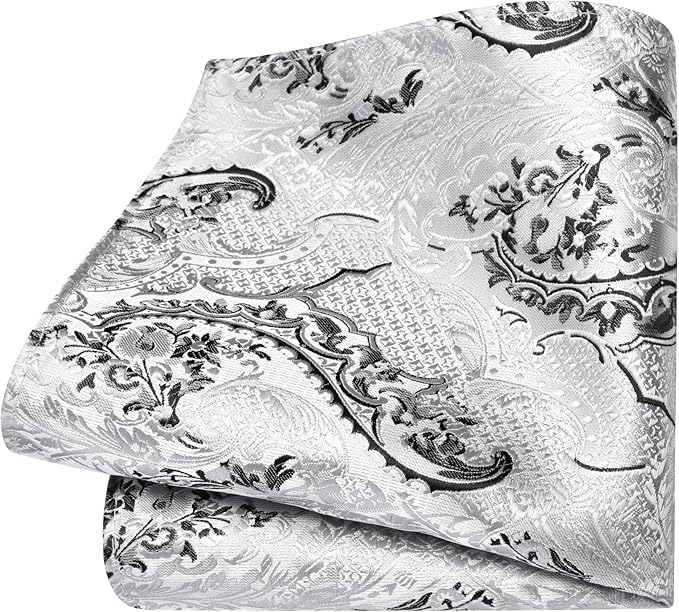 GUSLESON 8cm Paisley Tie Set for Men Necktie Lapel Pin Pocket Square Cufflinks Set for Men