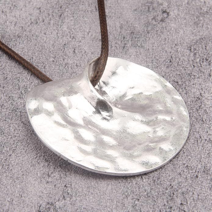 Boho Necklaces for Women Chunky Circle Necklace Layered Boho Circle Leather Choker Necklace Long Vintage Necklaces Bohemian Jewlery Gifts