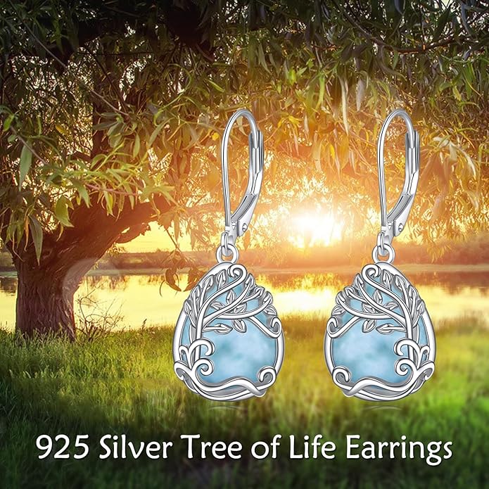 Moonstone Filigree Drop Dangle Teardrop Earrings 925 Sterling Silver Moonstone Leverback Earrings for Women Jewelry Gifts