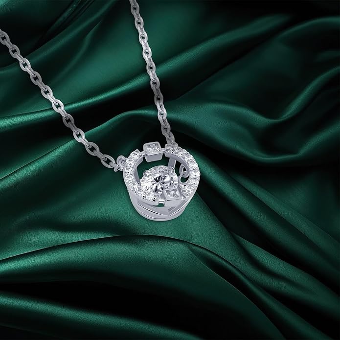 TRYNDI Crystal Halo Silver Pendant Necklace for Women - Wife Presents for Christmas, Mother's Day, Valentine’s Day, Anniversary, Birthday Gifts For Her - Romantic Girlfriend, Soulmate, Wife Birthday Gift Ideas