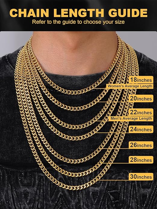 U7 Cuban Link Chain Necklace for Men, Stainless Steel/Black/Gold Mens Necklaces, Chunky Curb Chain Necklace in 6/9/12mm Width 18-30 Inches, Thick Choker Jewelry with Box Packed