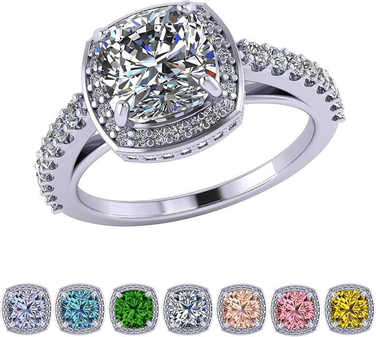 NANA Jewels Sterling Silver Engagement Rings for Women - Choose Simulated Morganite, Citrine, Aquamarine & More