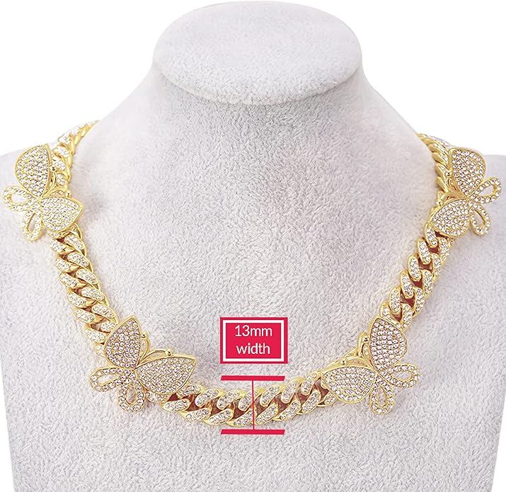 EMESLY Miami Cuban Link Chain 14K Gold Plated Necklace (16, 18, 20, 22, 24, 30 Inches Length); Hip Hop Bracelet (8" Length) for Men & Women; Perfect Iced Out Bling Jewelry Gift