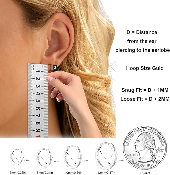MOODEAR Valentines Day Gifts for Her 925 Sterling Silver Hoop Earrings - Small Huggie Earrings for Women, Hypoallergenic Trendy Cartilage Silver Earrings, Lightweight Jewelry