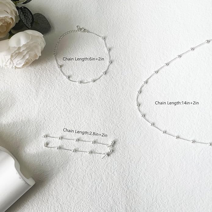 Gold Jewelry Set for Women - Dainty 14K Gold/Silver Plated Pearl Choker Necklace, Drop Earrings & Bracelets - Wedding Trendy Pearl Jewelry Gift