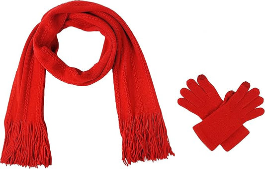 BRUCERIVER Women's Ultra Soft Knit Scarf & Glove Set Touchscreen Function Cable Design