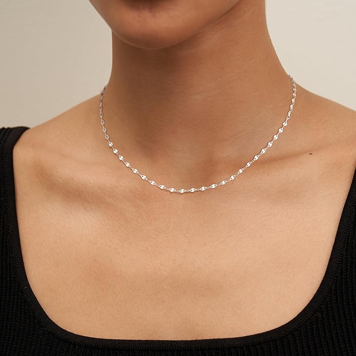 Freekiss Herringbone Necklace for Women,Dainty Gold Necklace,14k Gold Plated Snake,Gold Chain Choker Necklaces,Simple Gold Layered Necklaces,Gold Jewelry Gift for Women