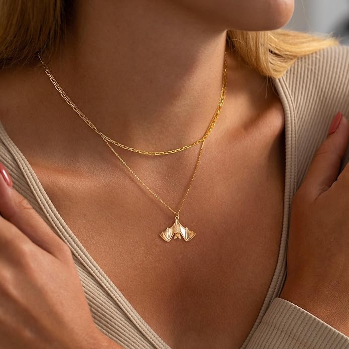 Gold Necklace for Women-14K Gold Plated Bow,Dragon,Shell, Palm Tree, Seahorse, Conch Shell,Sardines, Cowboy Boot,Bat,Bunny Pendant Beachy Jewelry for Women Gifts