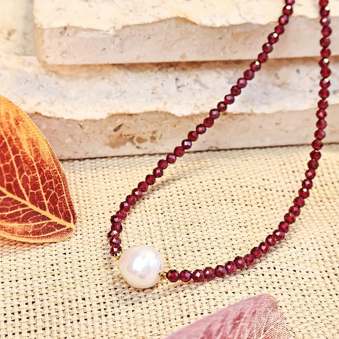 Beaded Necklace Pearl Necklaces for Women Single Pearl Necklace 11-12mm Freshwater Pearl Necklace Trendy Jewelry Gift Birthstone Bead Necklaces Pearl Choker Adjustable Chain