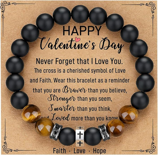 TONY & SANDY Cross Bracelet Men Cool Valentines Day Gifts for Him Teen Boys Son Grandson Nephew, Birthday Easter Christmas Gifts for Teen Boys Adults Men