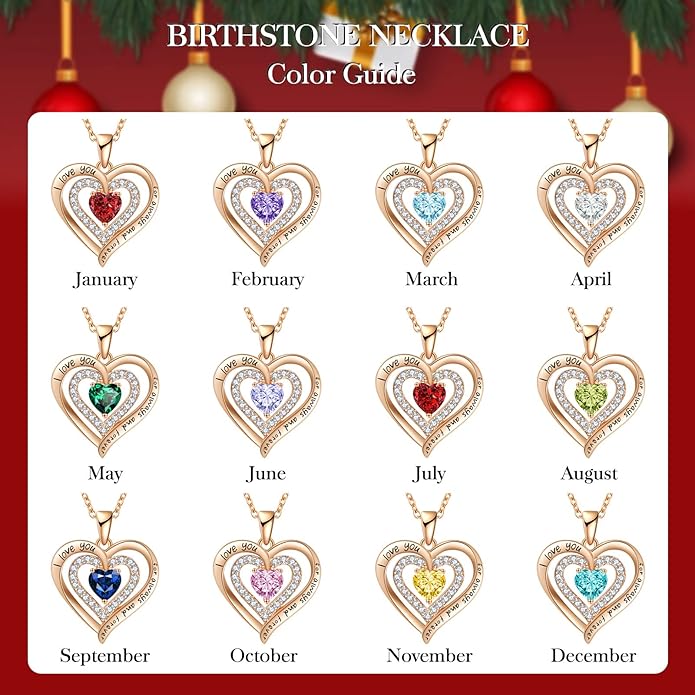 REDBEE Necklaces for Women Birthstone Heart Necklace Jewelry for Wife Girlfriend Woman Necklace
