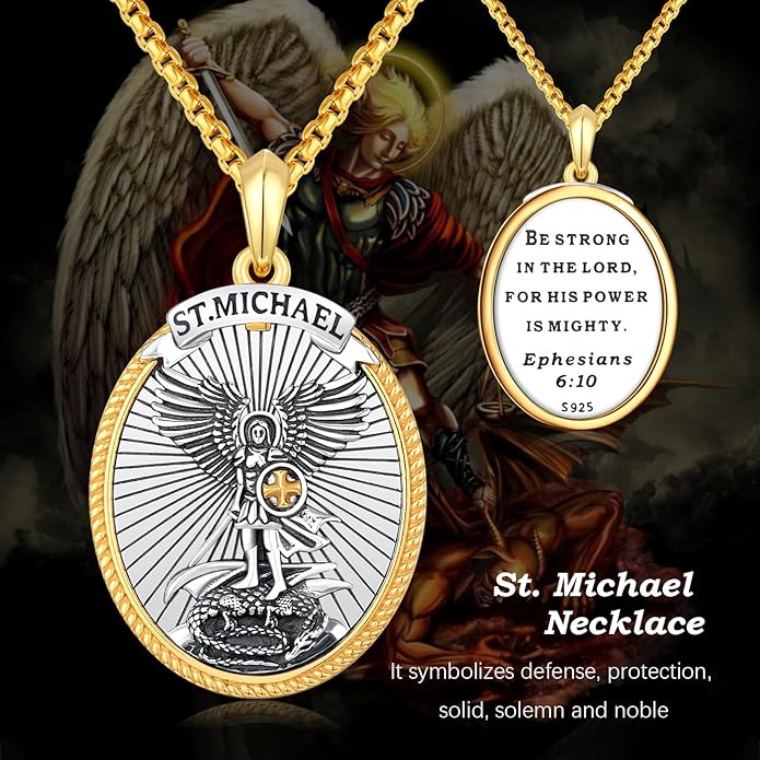 Taioiat Saint Necklace 925 Sterling Silver St Necklace Amulet Pendant Jewelry Religious Gift for Men Women
