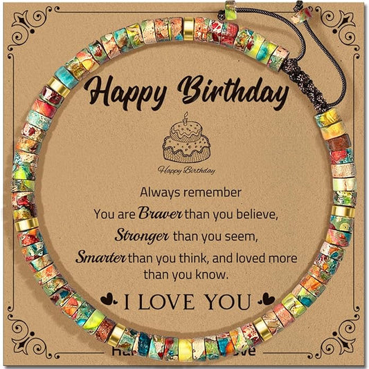 30th 40th 50th 60th 70th 80th Birthday Gifts for Women, Natural Stone Bracelet Birthday Gifts for Mom Daughter Grandma Sister Friends Coworker