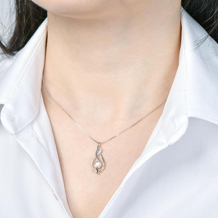 Moissanite Infinity Pendant Necklace for Women 925 Sterling Silver Love Necklace Birthday Dainty Infinity Knot Necklace Mom Wife Girlfriend Gift