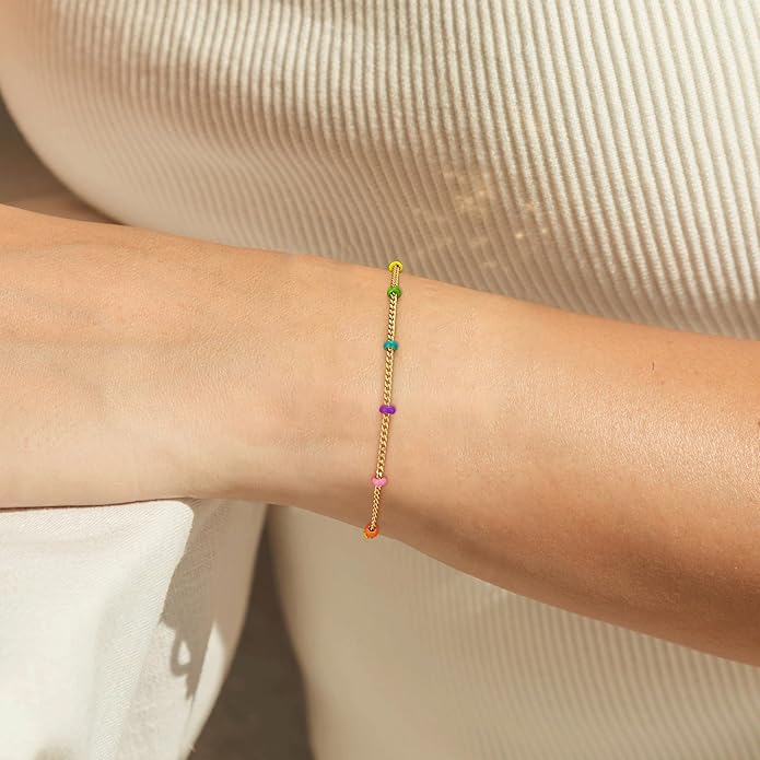 MTMY Gold Chain Bracelet for Women 14K Gold Plated Dainty Bracelets with Adjustable Chain Cute Bracelet Gold Trendy Jewelry