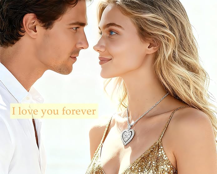 Heart Pendant Necklace for Women Gift for Wife Moissanite 1-3Carats Silver Pendant Jewelry Wedding Anniversary Birthday Valentines Gift for Her Engagements Christmas Mothers Day for Mom Daughter Girlfriend