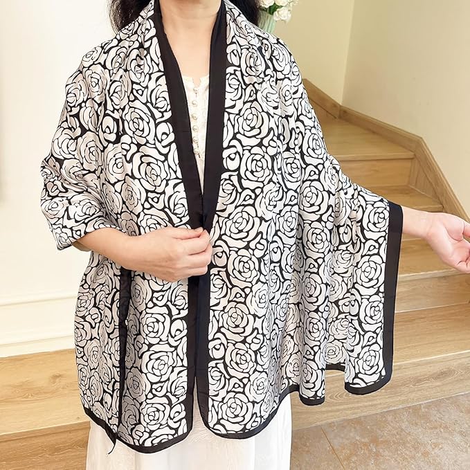 Long Silk Like Scarf Lightweight Satin Scarves Large Sunscreen Shawl Wrap for Women