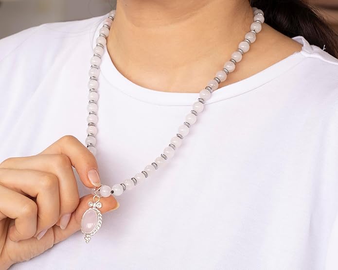 Natural Carnelian Agate Silver Pendant, Genuine Black Onyx Beaded Necklace, Gemstone Strong Necklace, 18x13 Cabachon, Fashion Dainty Jewelry, Healing Crystal Chakra Necklace, Minimalist Necklace