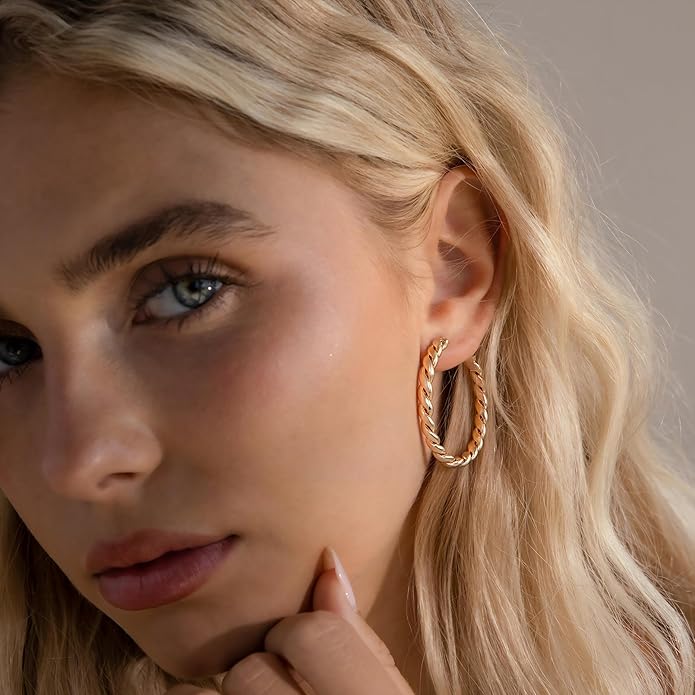 6 Pairs Gold and Silver Plated Hoop Earrings Set for Women – Trendy Silver and Gold Huggie Hoops, Big Silver and Gold Earrings, Chunky Jewelry for Multiple Piercings, Fashion Gift Pack, Stylish Silver Jewelry for Everyday Wear