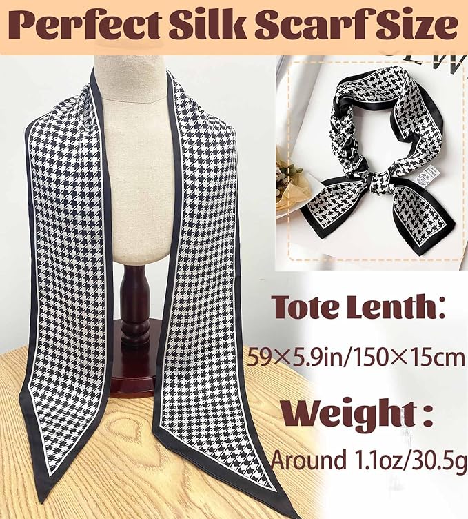 kcctoo 59" Mulberry Silk Like Head Scarf Women's Fashion Square Neck Satin Scarfs for Bag Hair Scarves Gift 59 * 5.9”