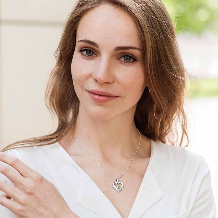 Turandoss Heart Initial Necklaces for Women - Dainty 14K Gold Plated CZ Heart Pendant Necklace with Tiny Letter A-Z, Non Tarnish Waterproof Trendy Jewelry Gifts for Mom Wife Girlfriend