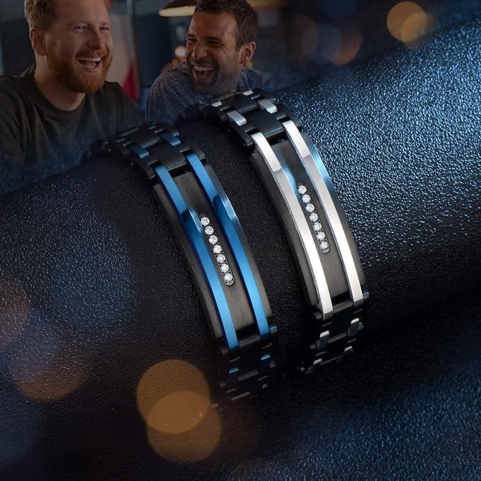 Men's Bracelet Two-Color Diamond Hip-hop Jewelry Gift Birthday Jewelry Gift Husband Boyfriend