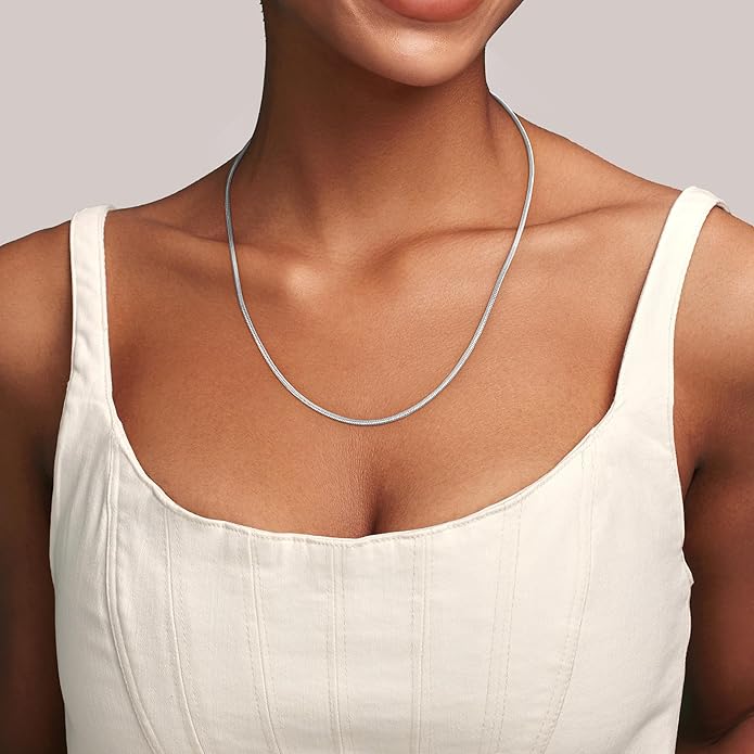 Jewlpire 1.5mm Snake Chain 18K Gold Plated 925 Sterling Silver Chain Necklace for Women, Dainty & Smooth & Shiny Womens Chains Necklace, 16 18 20 22 24 Inch