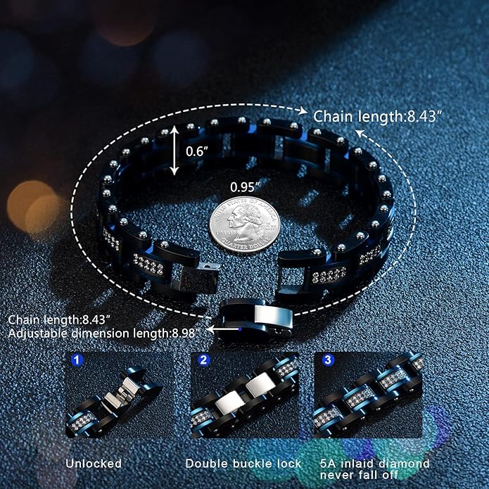 Ziallay Link Initial Bracelet Hip Hop Jewelry Gift Men Women Christmas Birthday Jewelry Gift Boyfriend Fashion Bracelet, Diamond, Two Tone Bracelet.